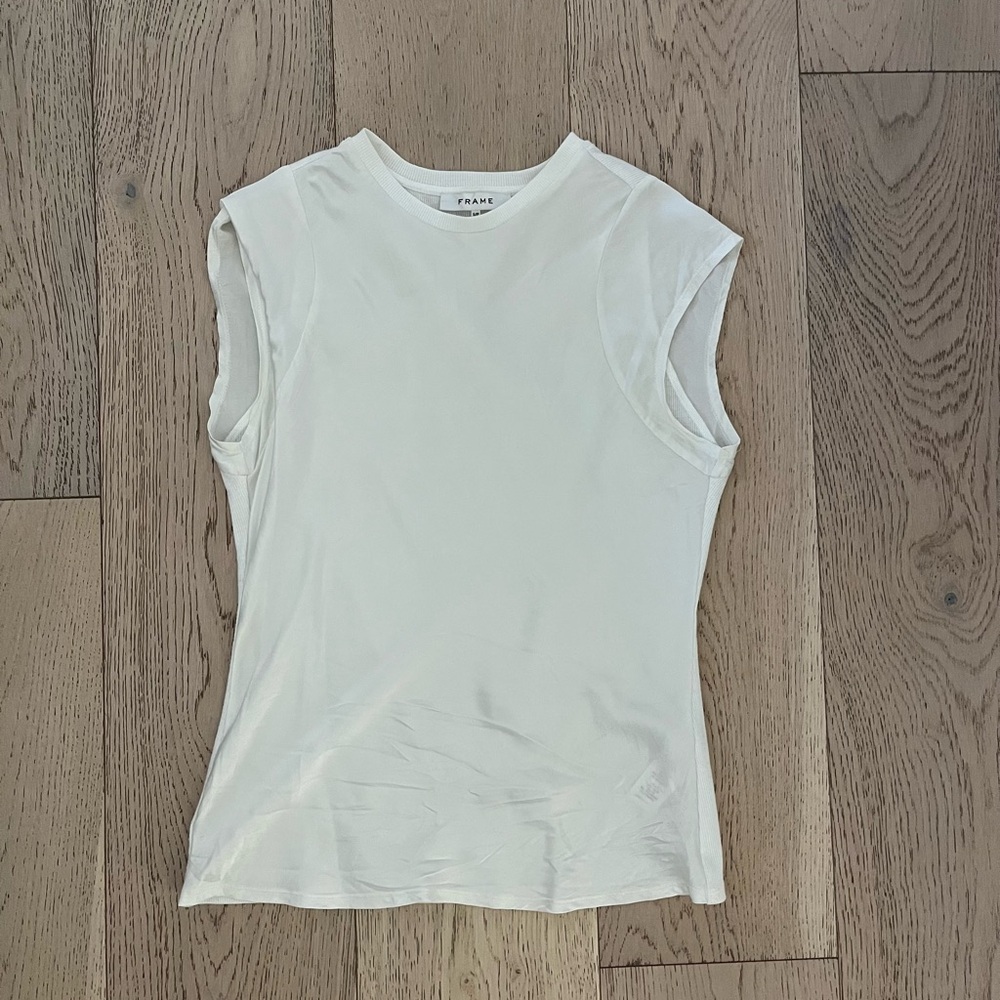 Frame Denim Women's Cream Muscle Tee Size Small